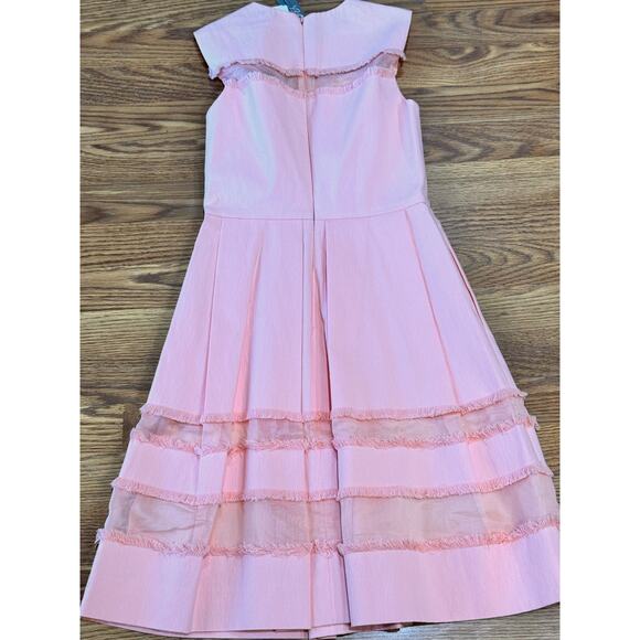 Lela Rose Grace Full-Skirt Fringe-Trim Dress in peach Blush size 2 / XS - Picture 12 of 13